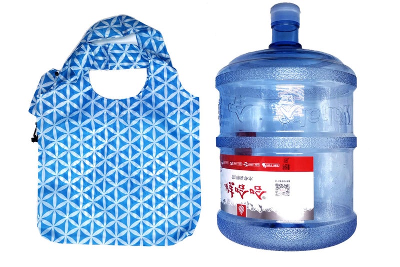 HOLYLUCK Reusable Grocery Bags,Heavy Duty Foldable Shopping Tote Bag (Standard, 3 Blue Geometric Flowers) - Image 4